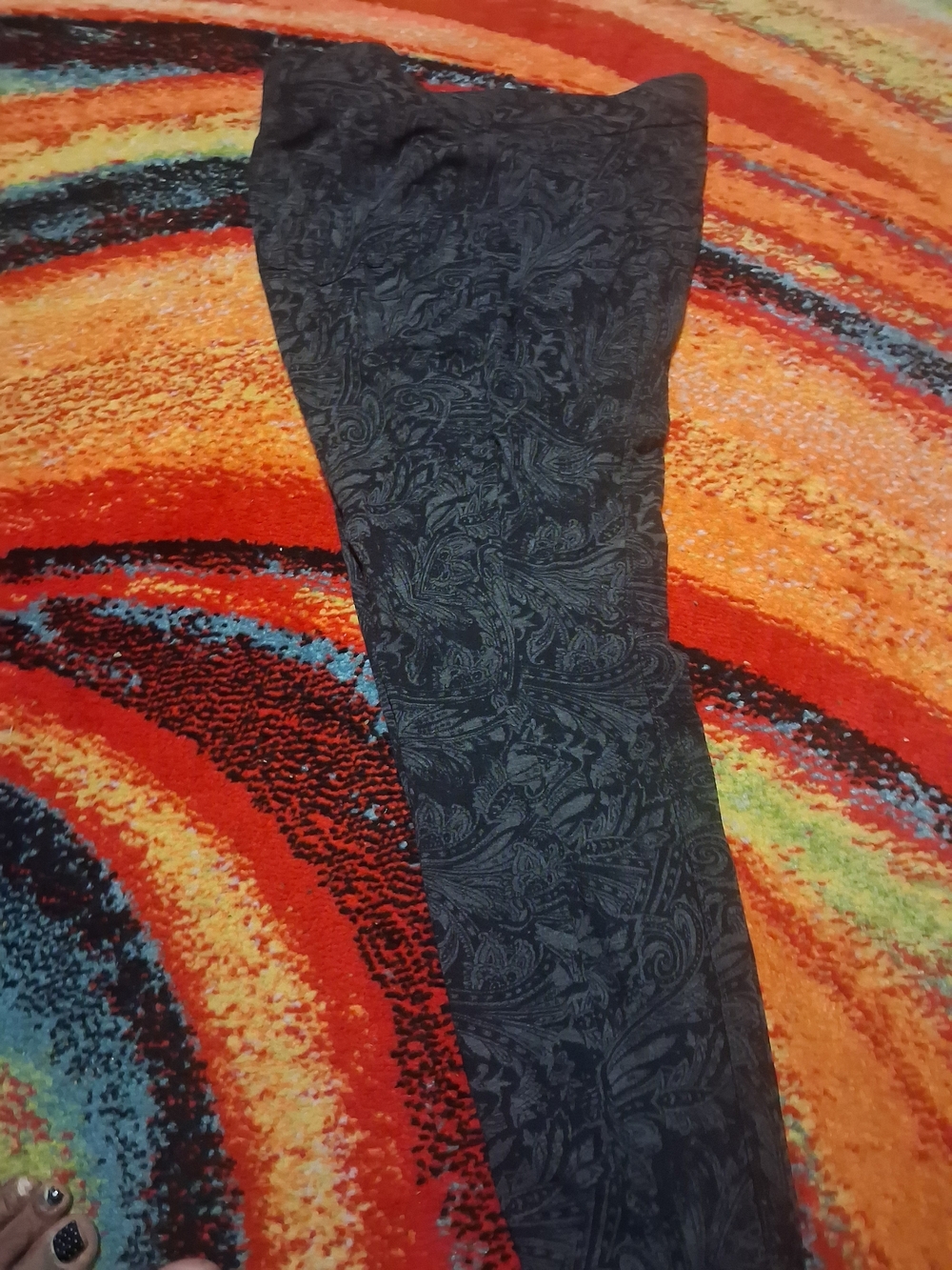 Style & Co. Black Paisley-Print Stretch Leggings Size Ox Plus